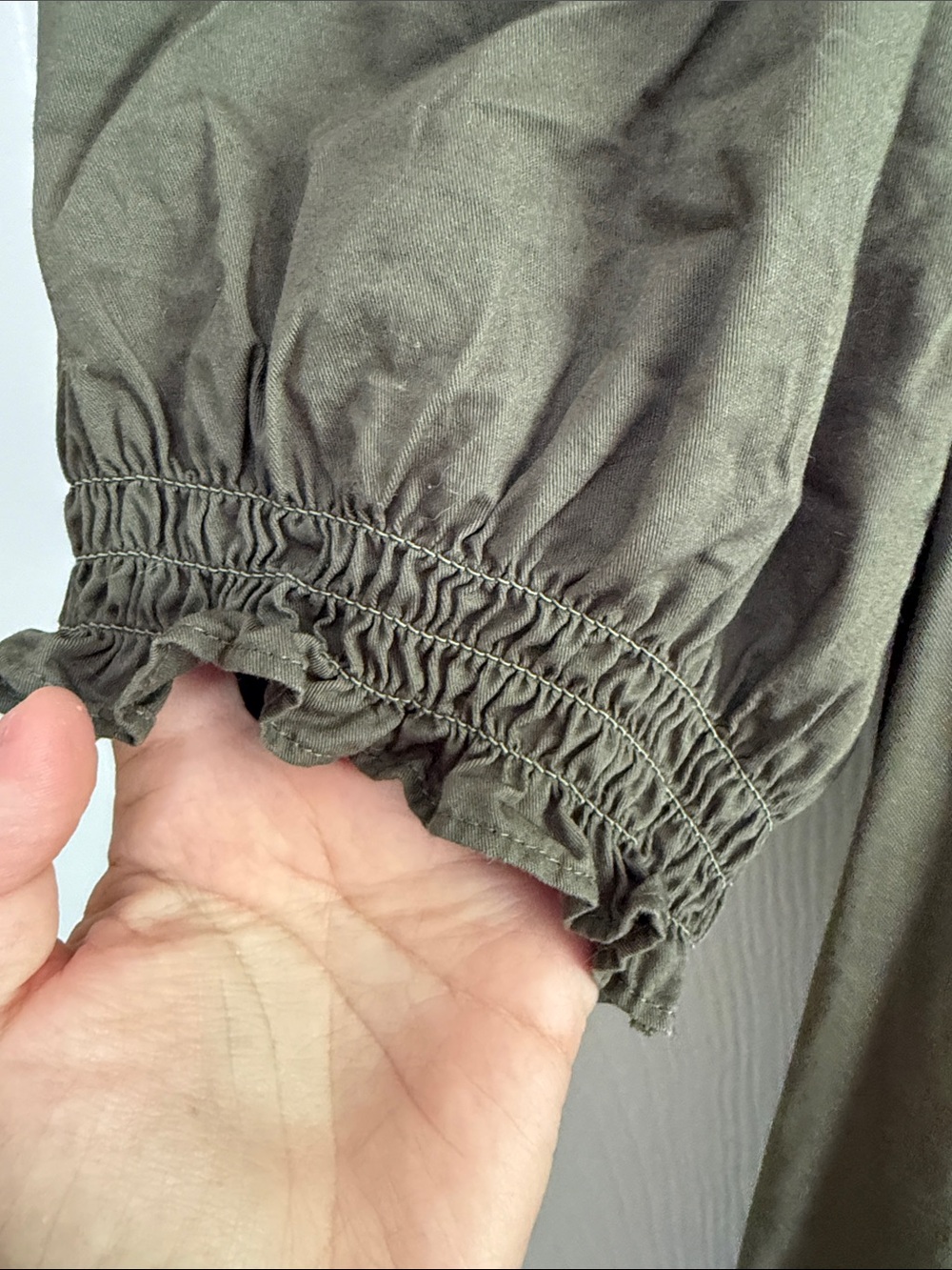 Puff-Sleeve Tiered Midi Dress in Olive - Picture 3 of 7
